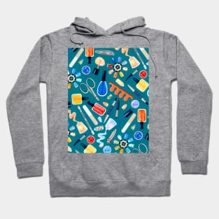 Shimmery Fingernail Equipment - Teal - Pattern Hoodie